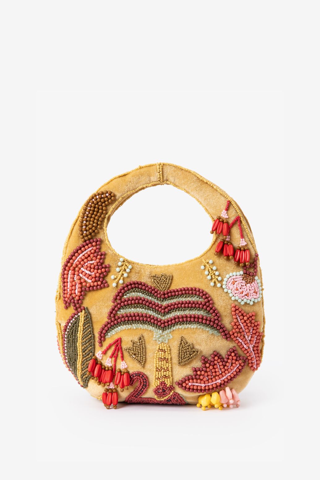 Sac en velours avec perles - jaune