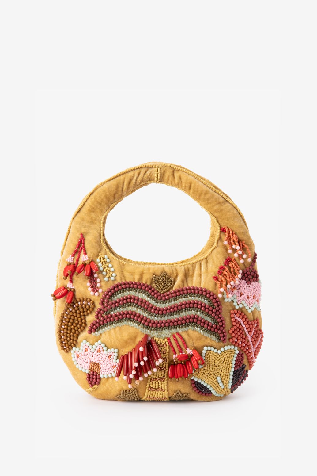 Sac en velours avec perles - jaune