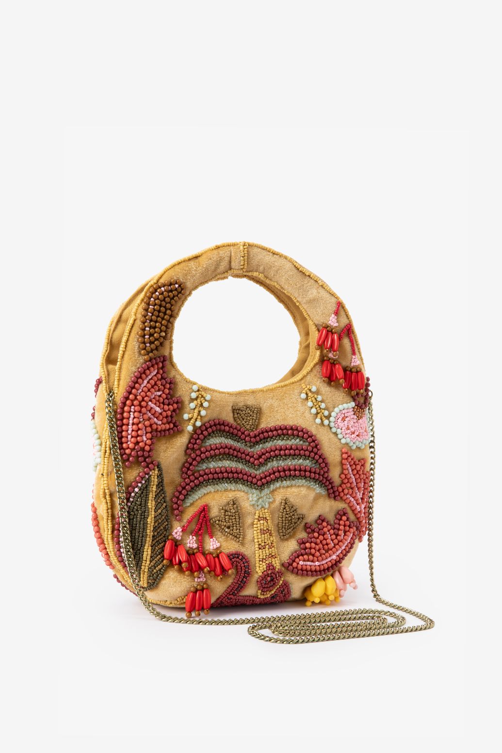 Sac en velours avec perles - jaune