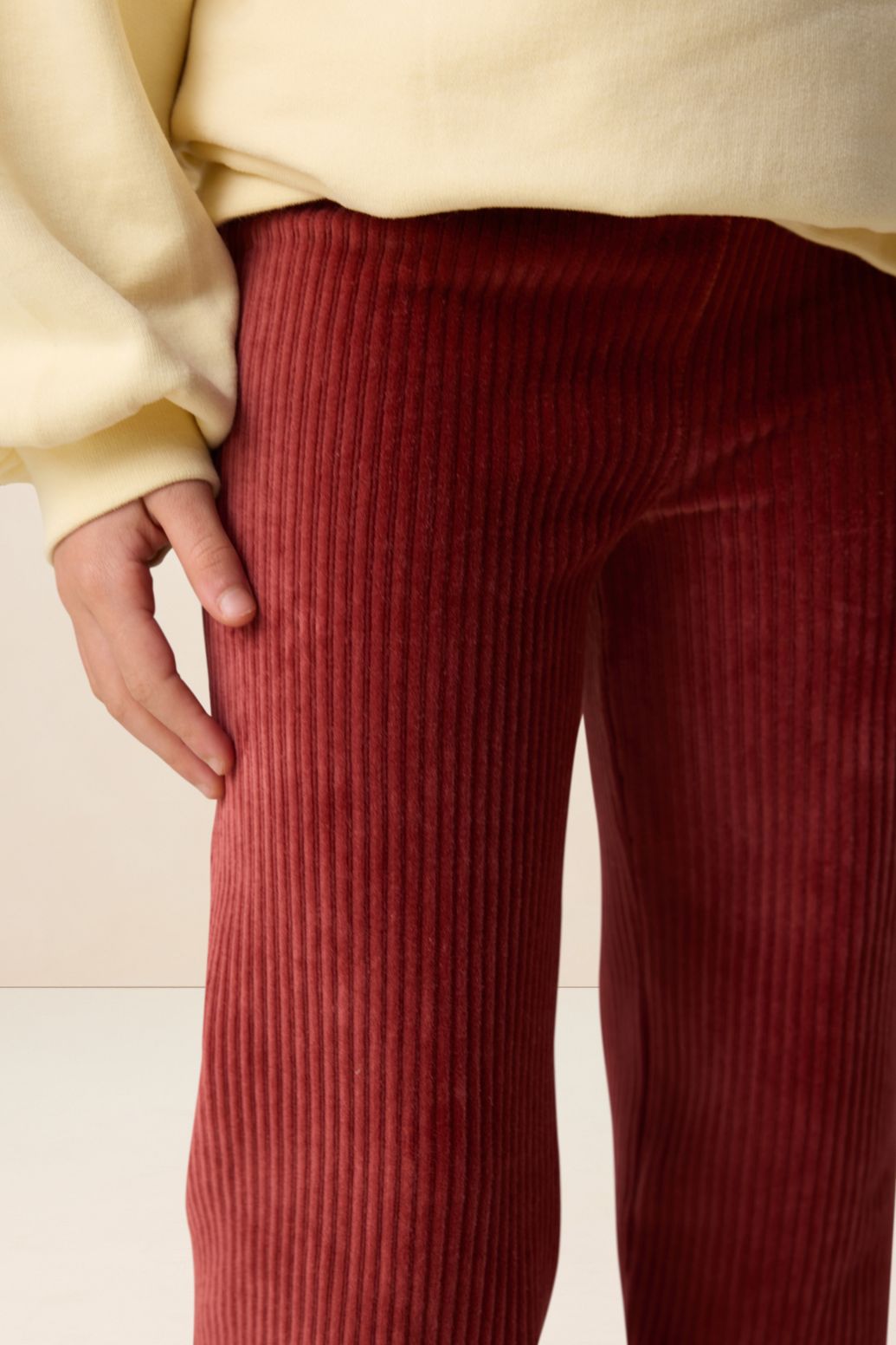 Donkerrode rib straight fit legging