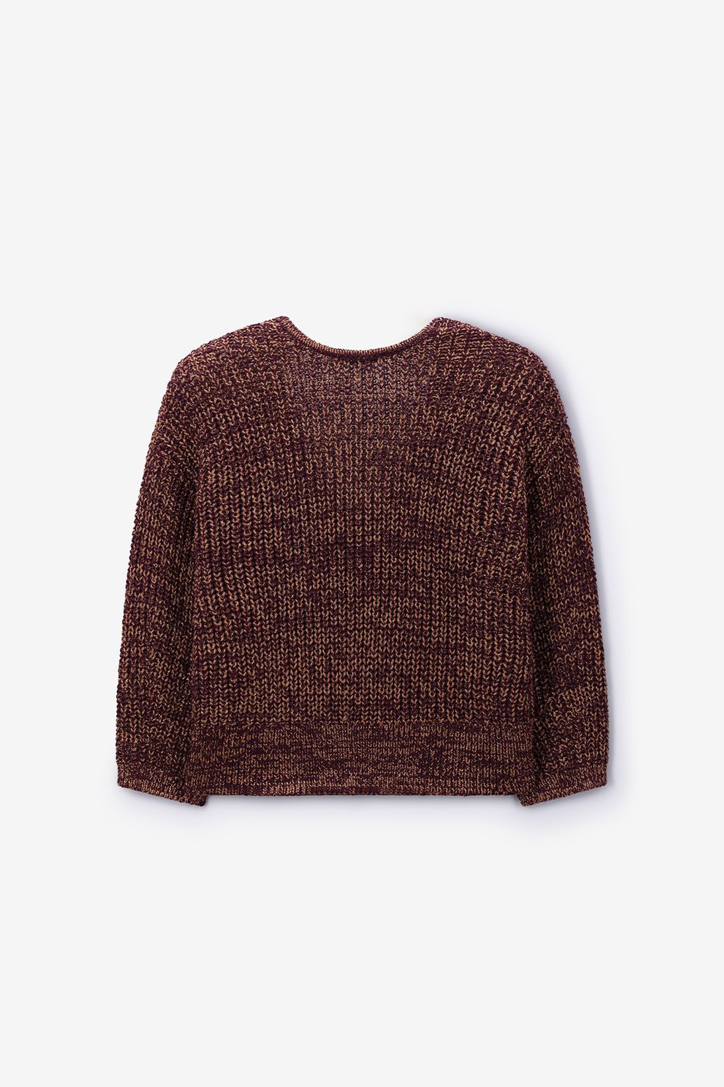 Lurex-Pullover mit V-Ausschnitt - dunkelrot