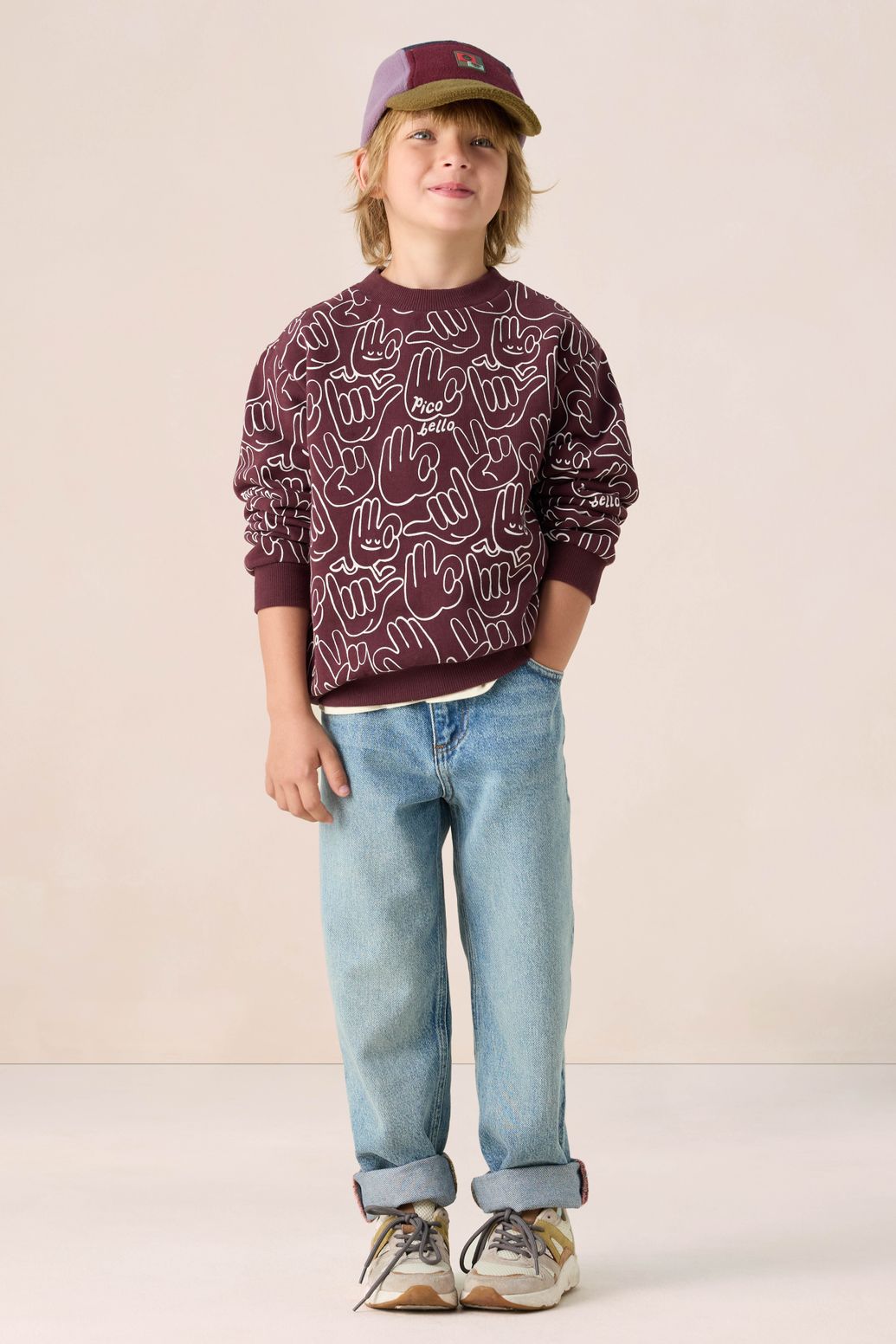 Sweater mit Print - dunkelbraun