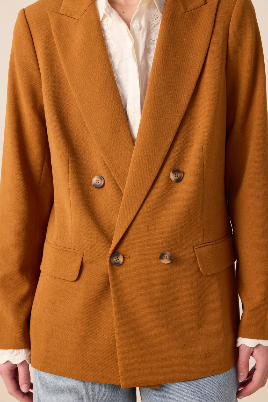 Bruine double breasted blazer