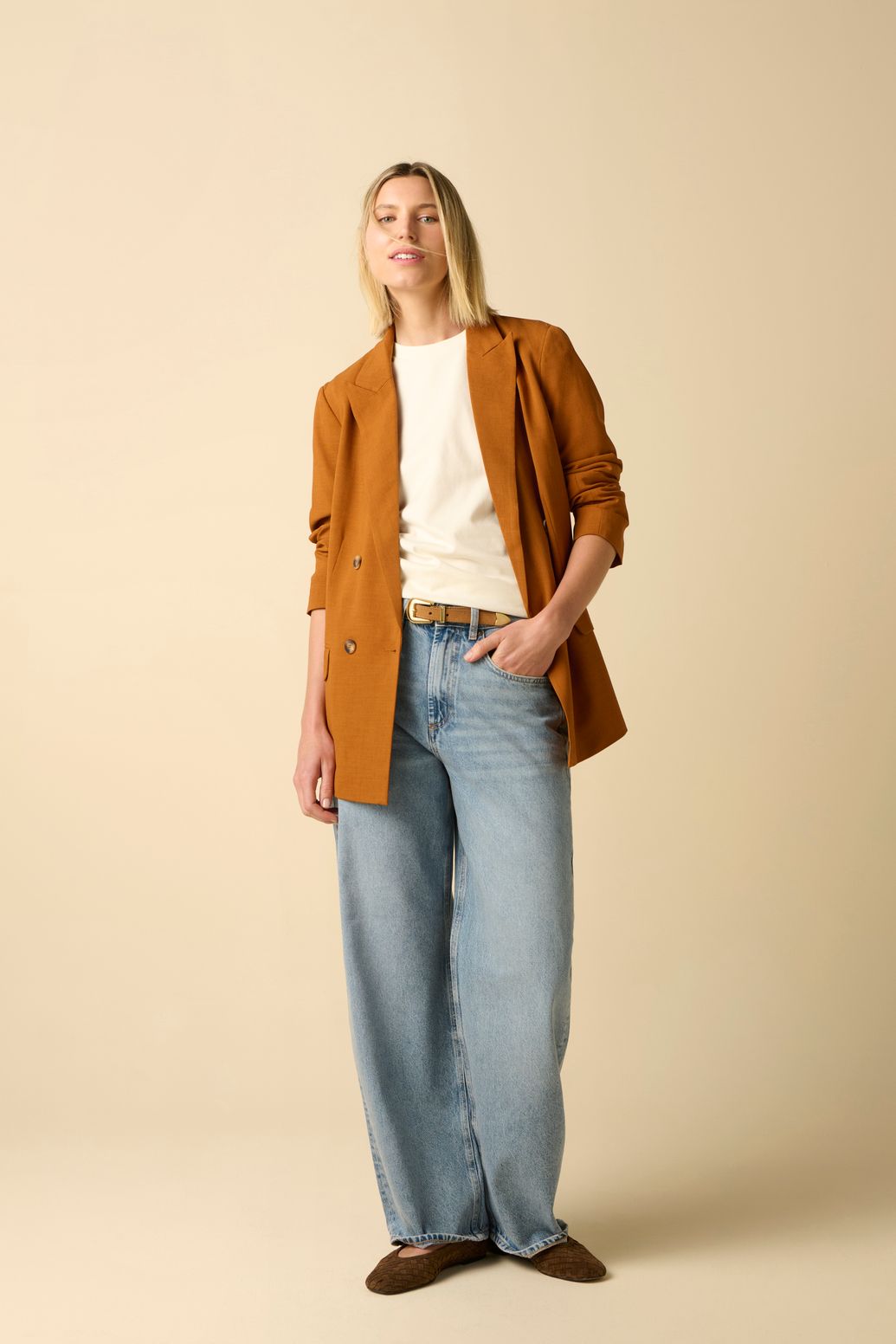 Bruine double breasted blazer