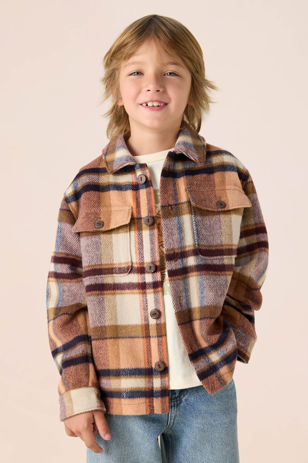 Oranje geruit overhemd