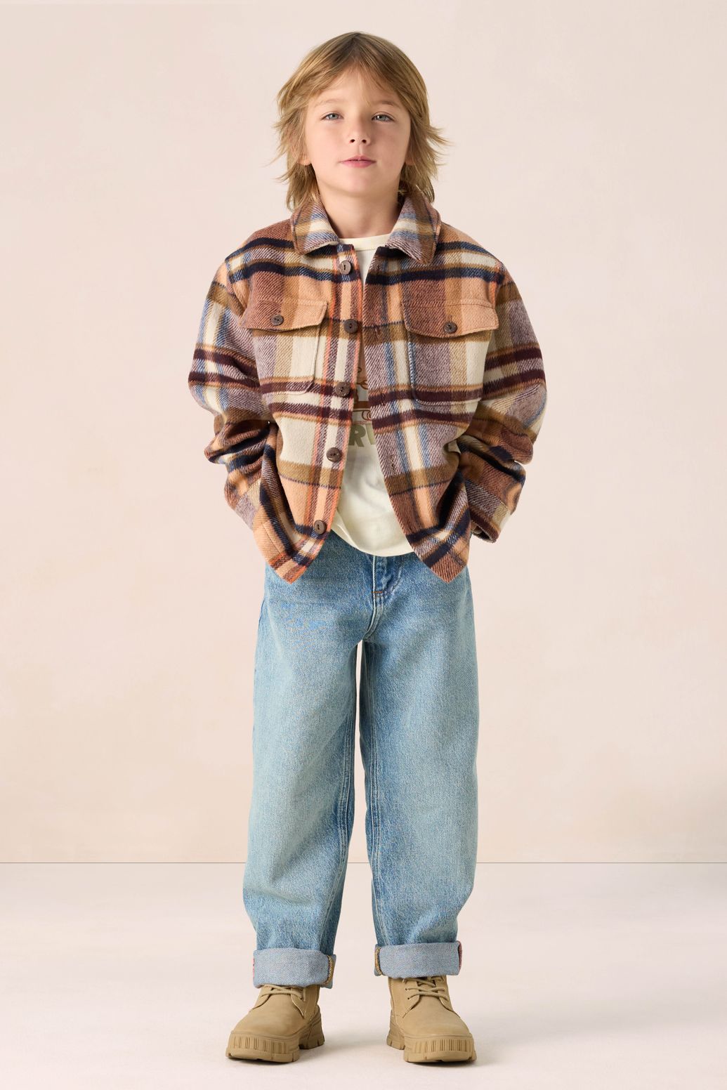 Oranje geruit overhemd