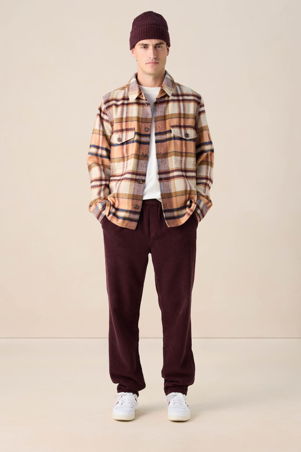 Oranje geruit overhemd