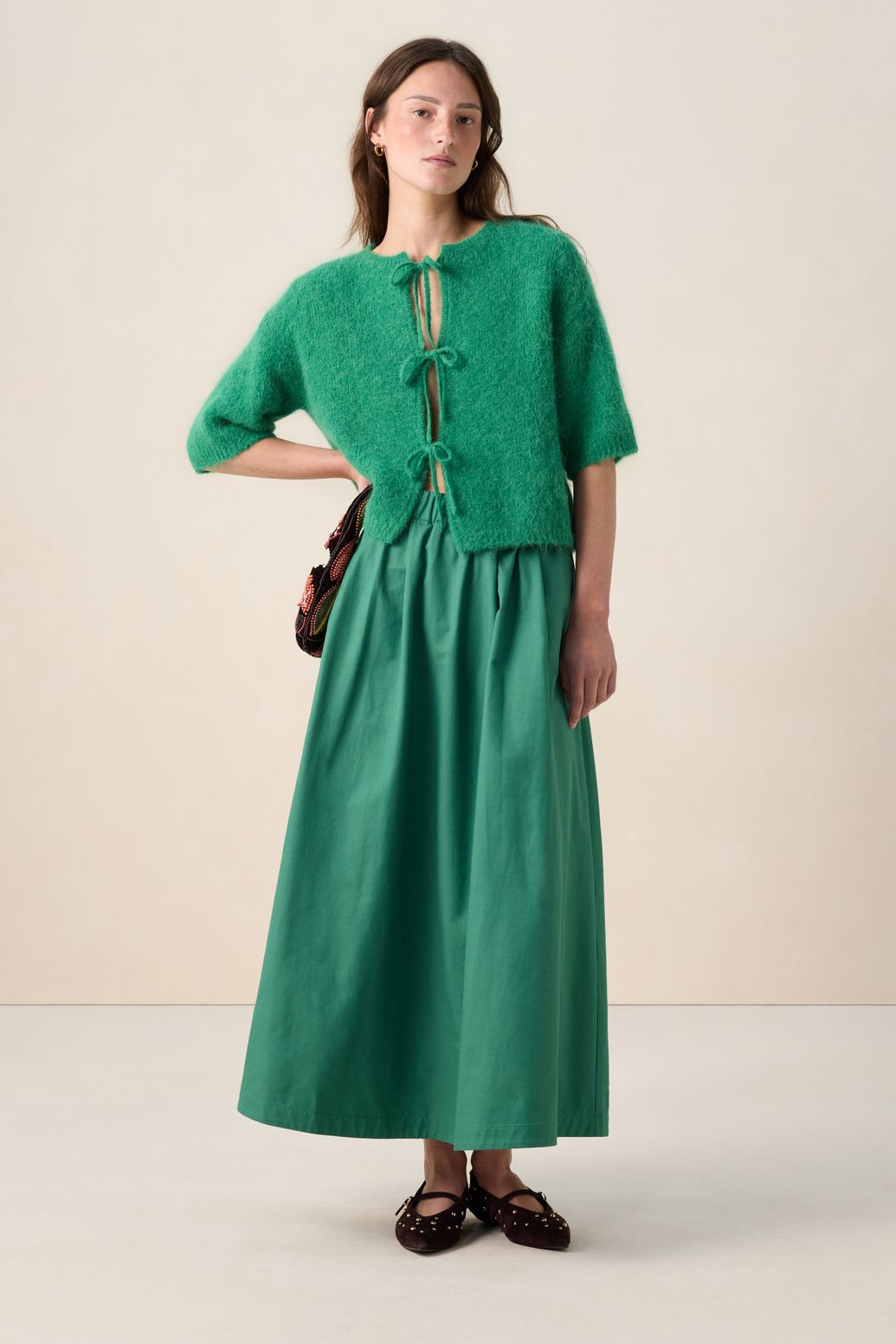 Gilet en laine avec nœuds - vert