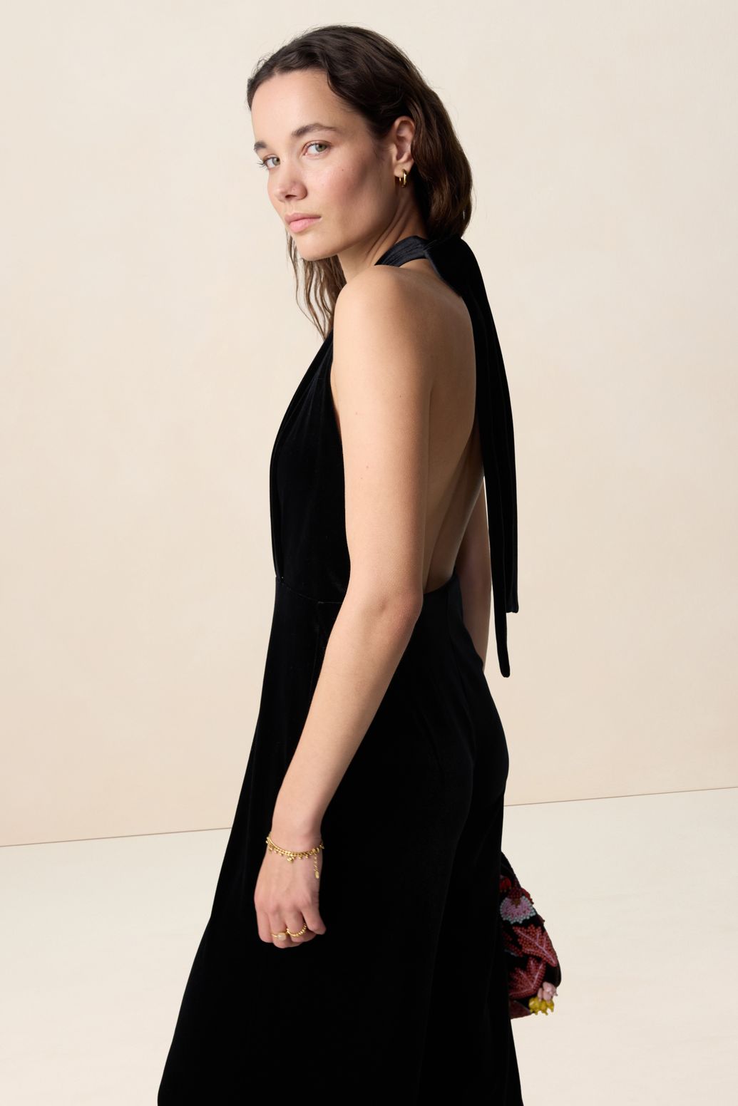 Halterneck-Jumpsuit - schwarz