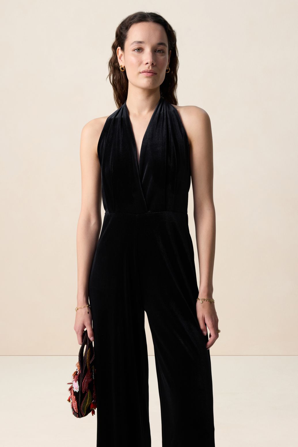 Halterneck-Jumpsuit - schwarz