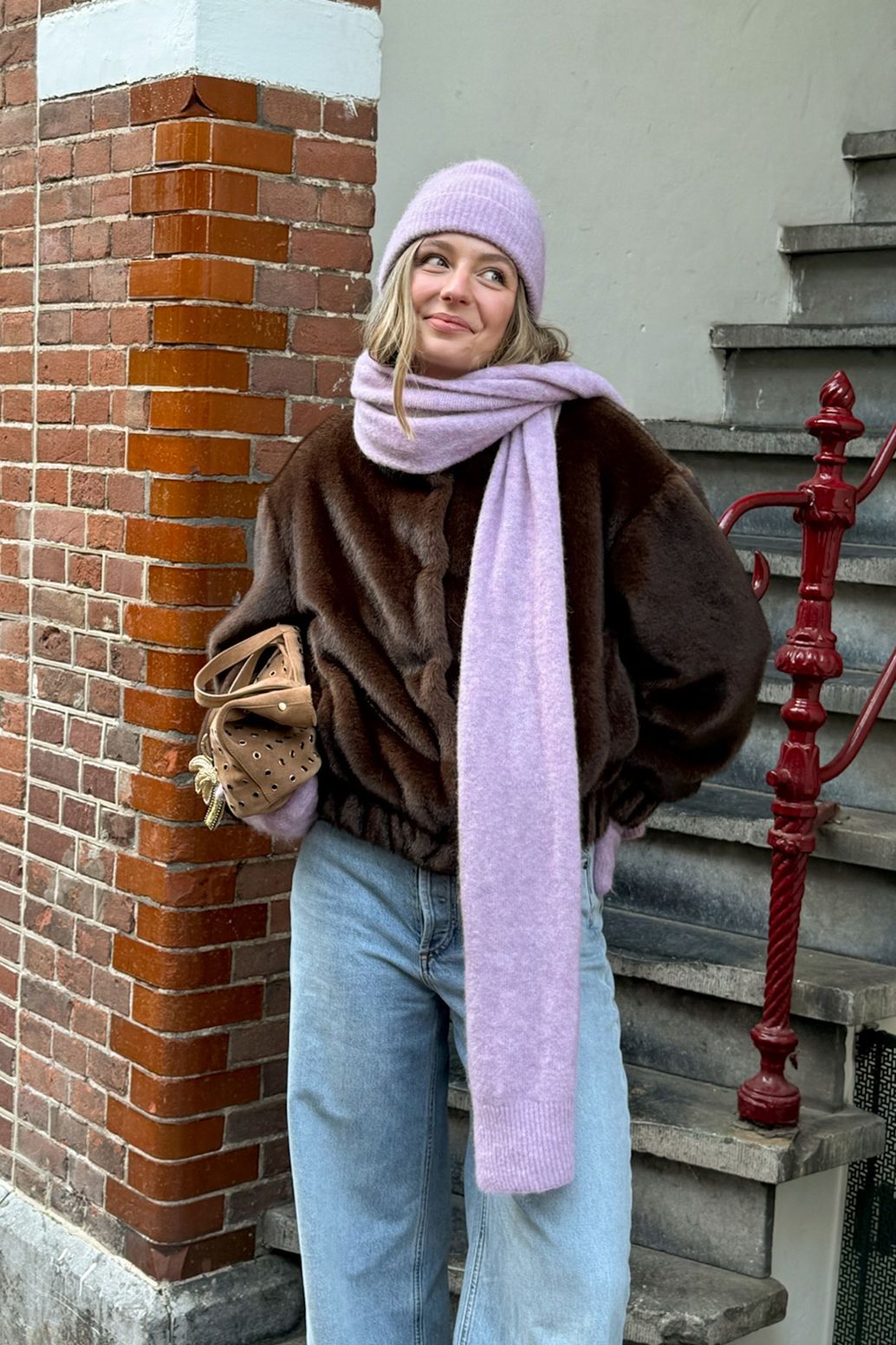 Schal mit Wolle - flieder