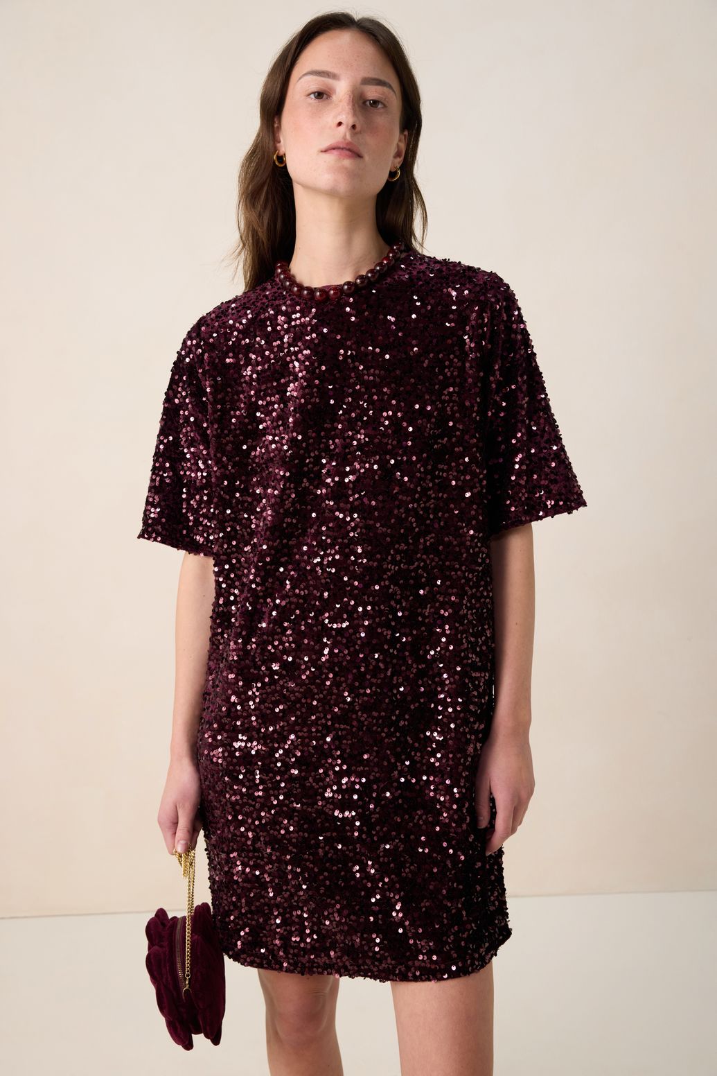 Robe à paillettes - rouge foncé