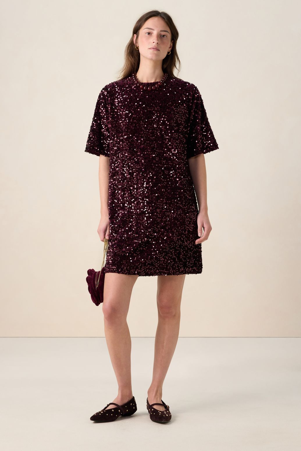 Robe à paillettes - rouge foncé