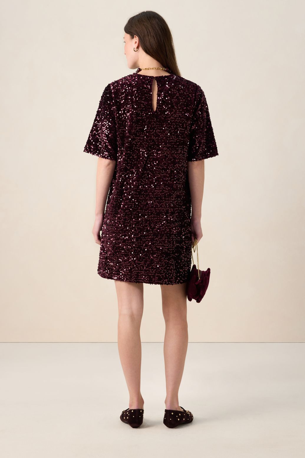 Robe à paillettes - rouge foncé