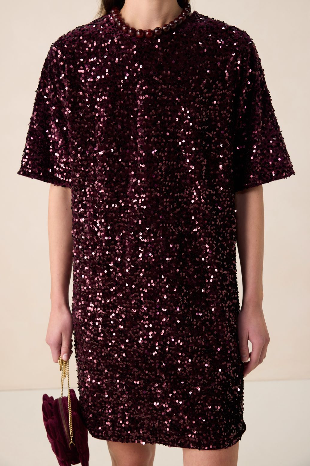 Robe à paillettes - rouge foncé