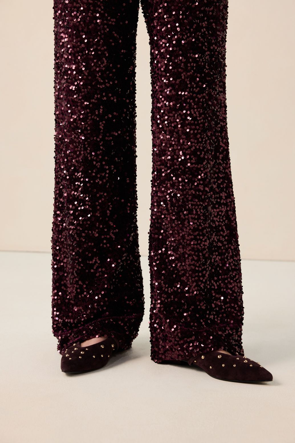 Pantalon à paillettes - rouge foncé