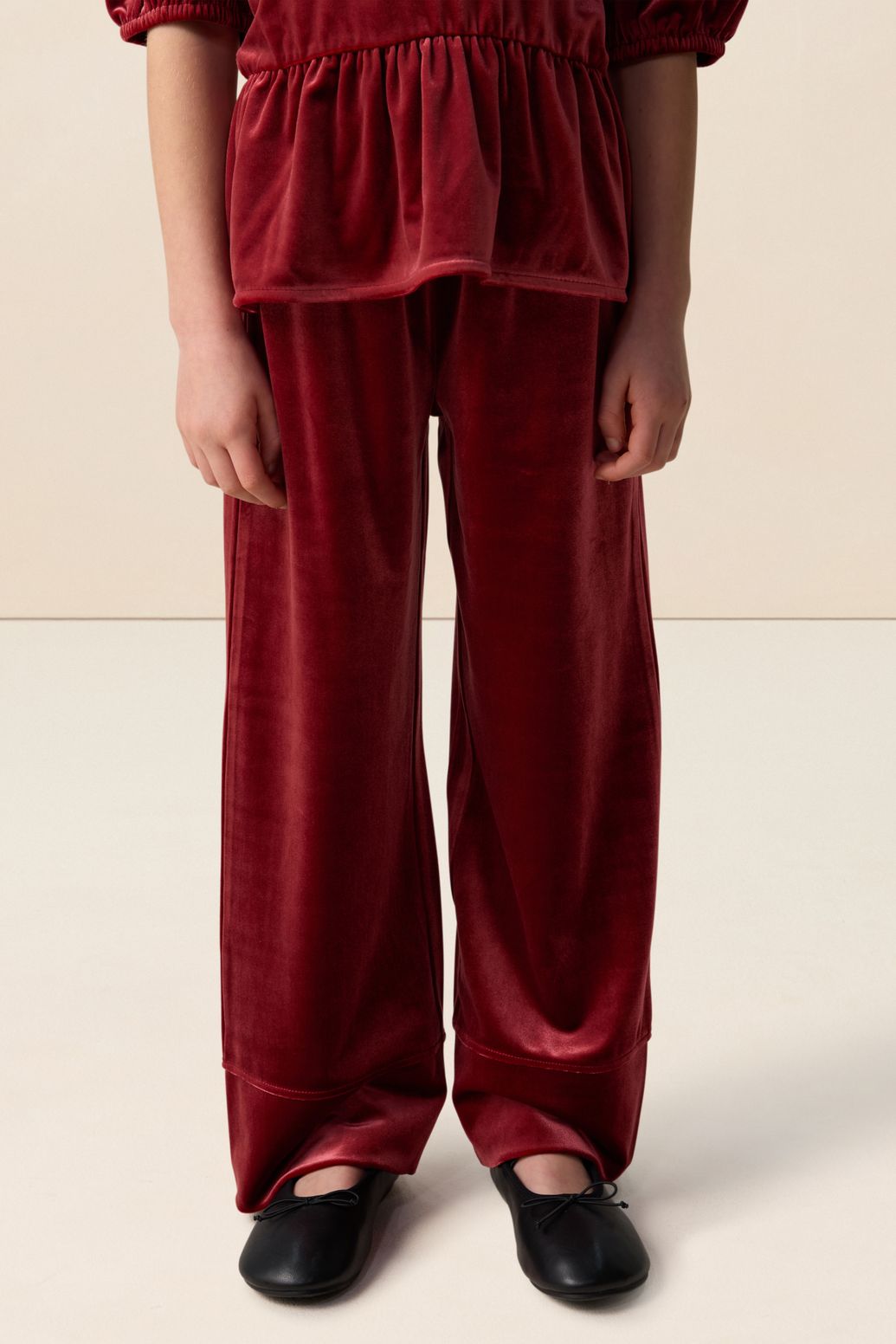 Weite Samt-Leggings - rot