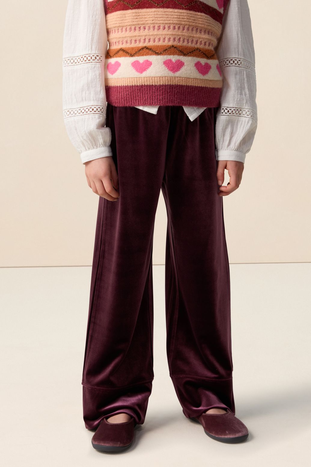 Donkerrode wide leg legging