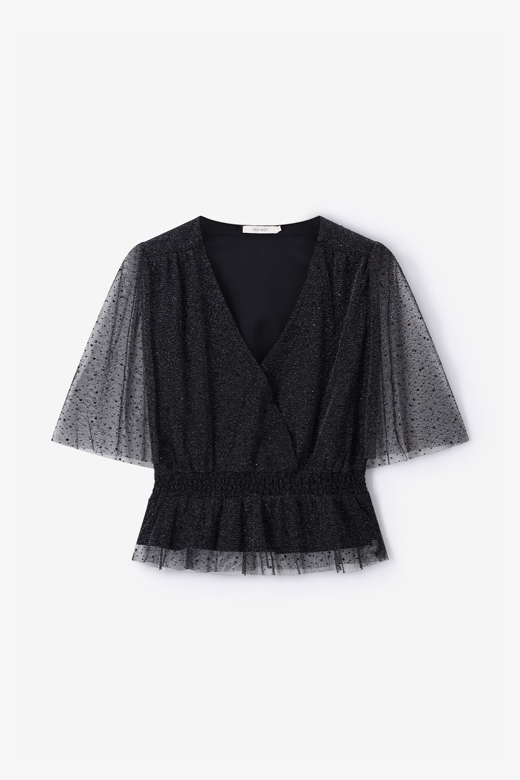 Zwarte mesh top