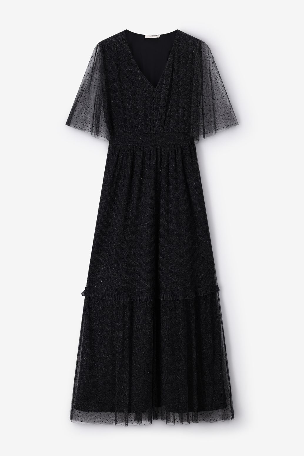 Maxi-Kleid aus Mesh - schwarz