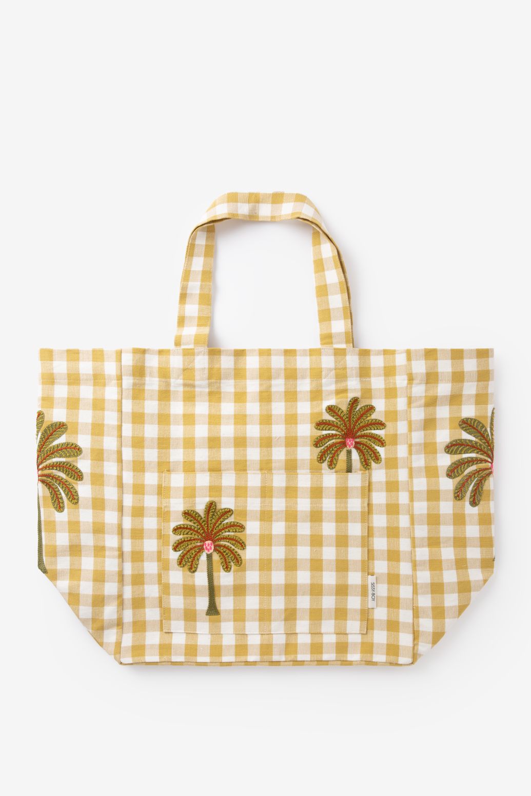 Gele geruite shopper met palmbomen