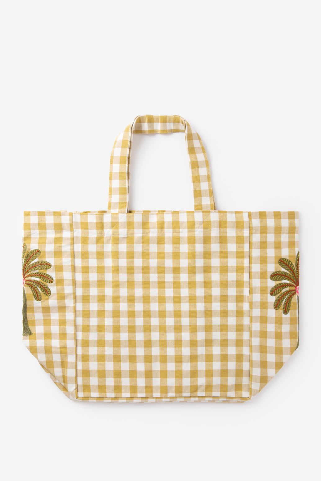 Gele geruite shopper met palmbomen