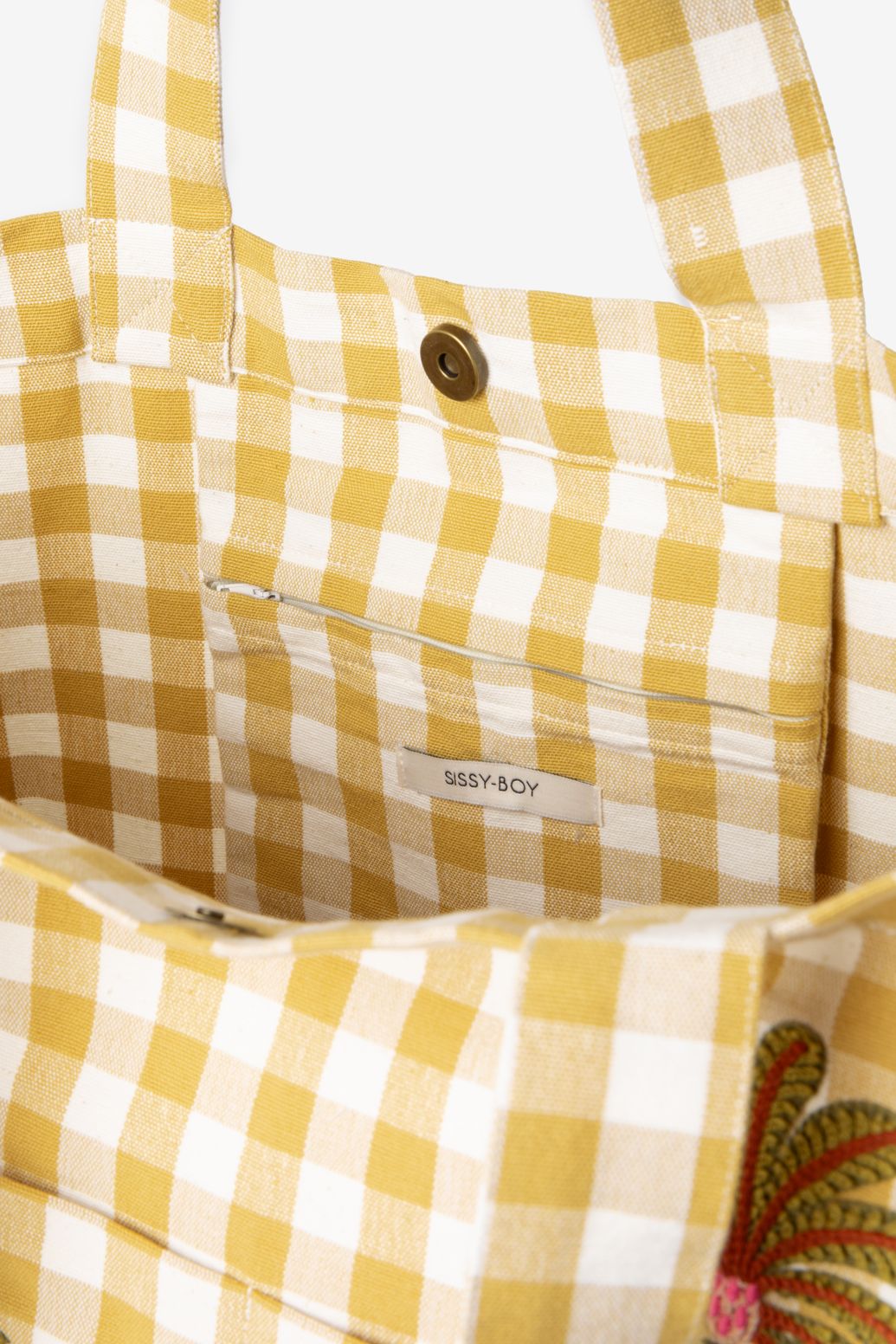 Gele geruite shopper met palmbomen