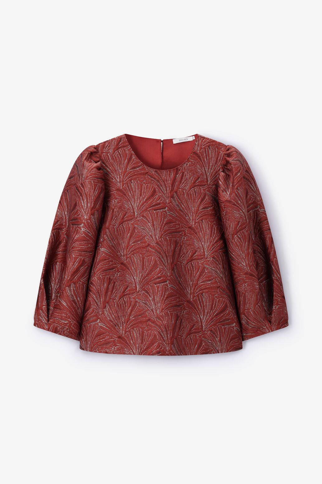 Lichtbruine top met ballonmouwen