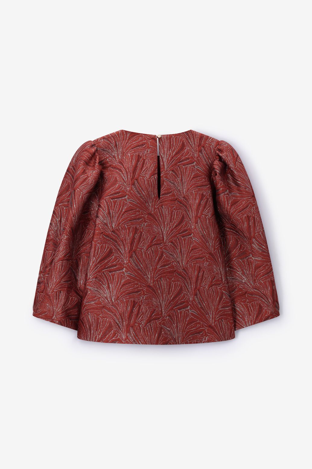 Lichtbruine top met ballonmouwen