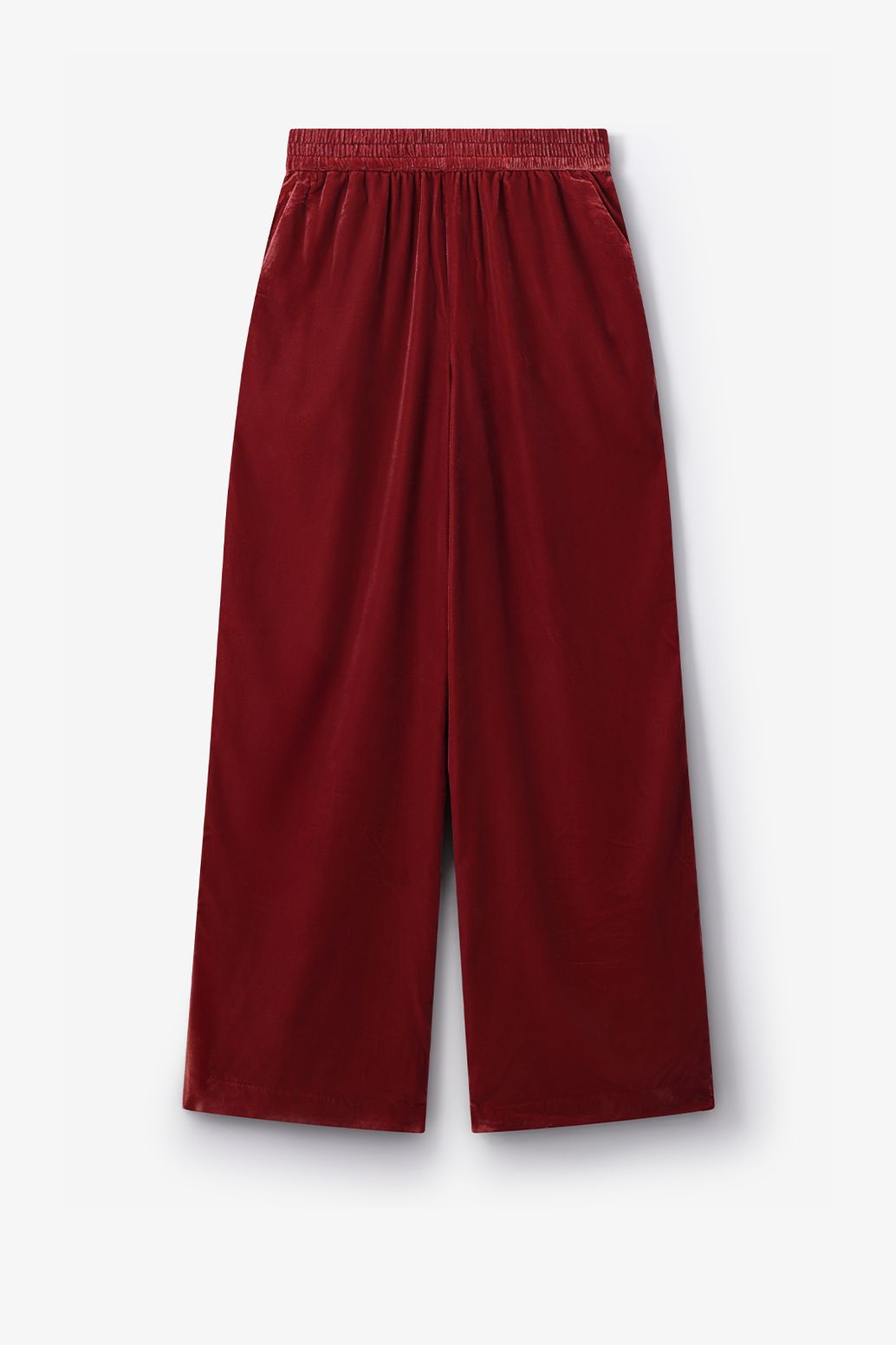 Rode velvet wide leg broek