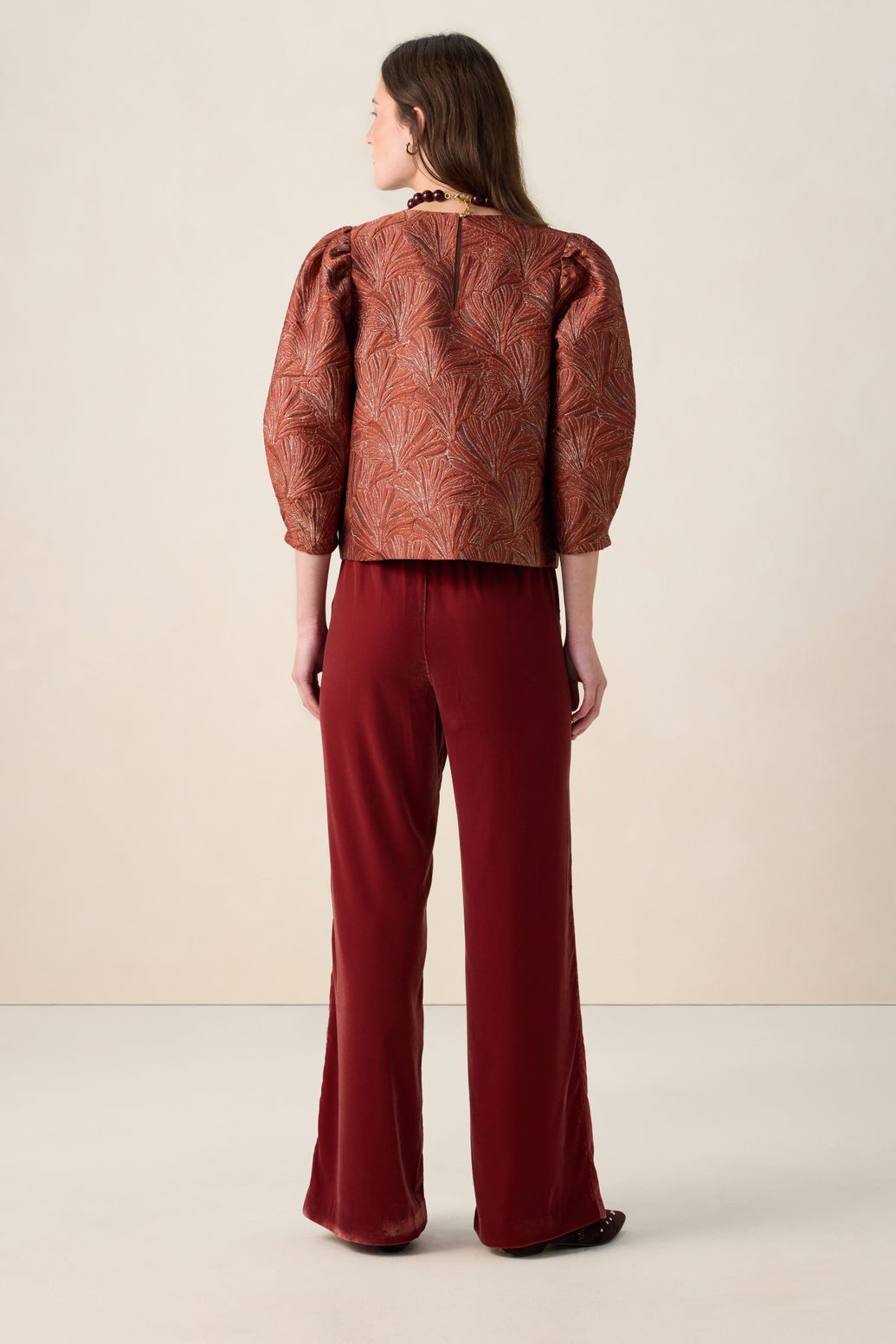 Pantalon jambes larges en velours - rouge