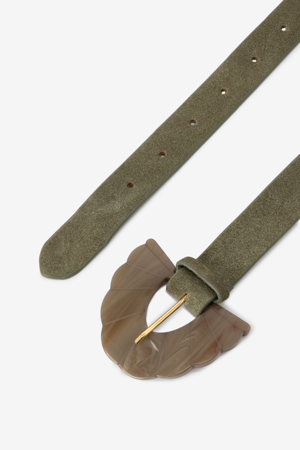 Ceinture en daim avec boucle en résine - vert foncé