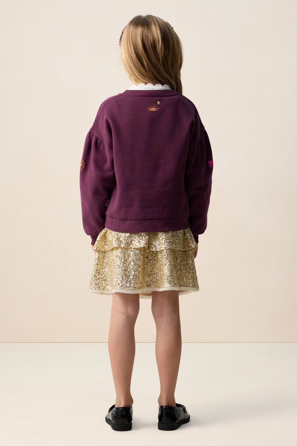 Sweat avec broderies - rouge foncé