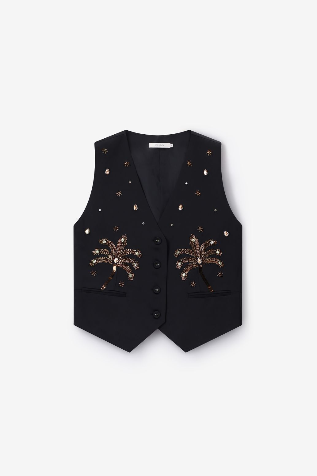 Zwart gilet met palmbomen