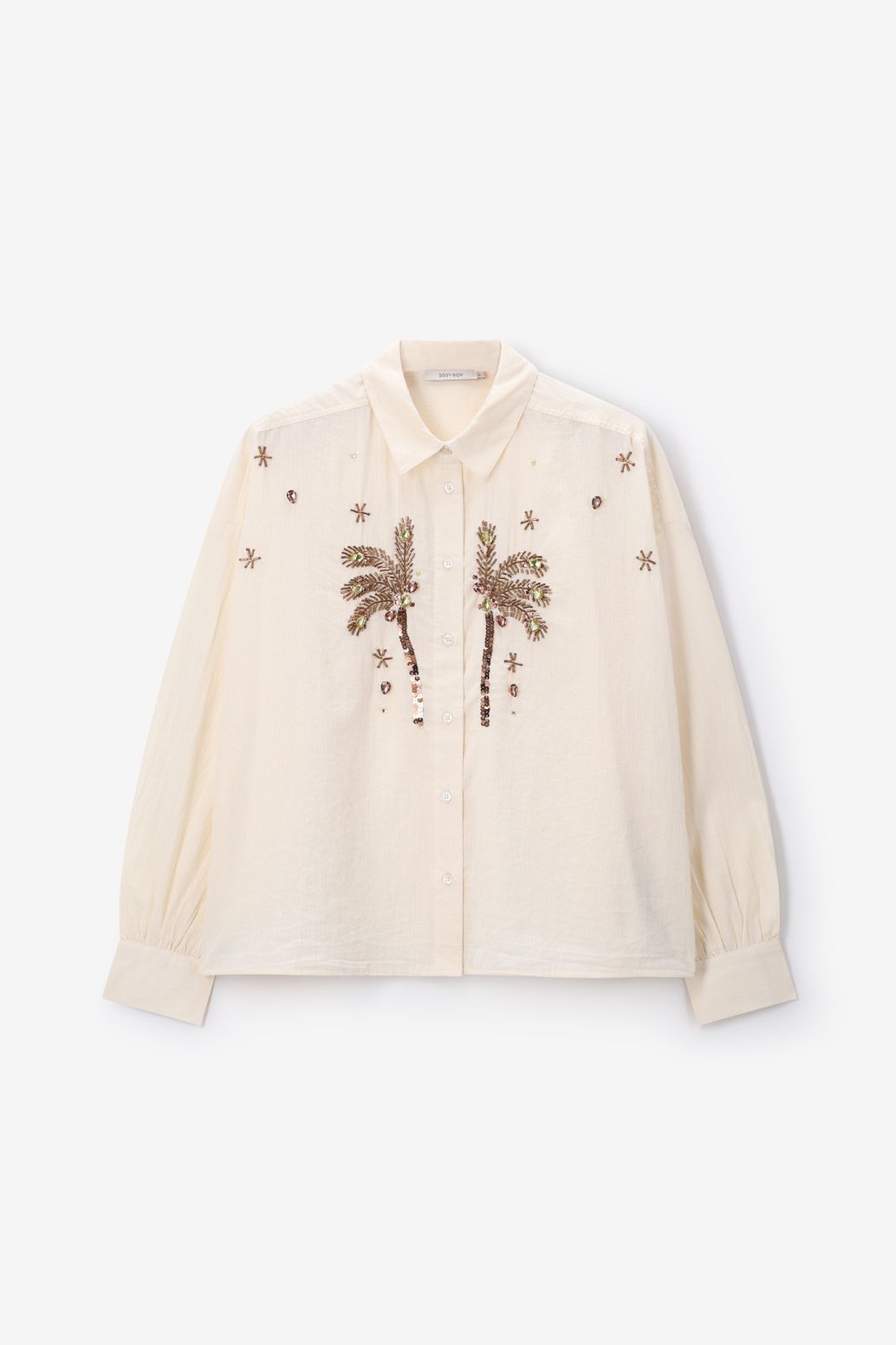 Witte blouse met palmbomen