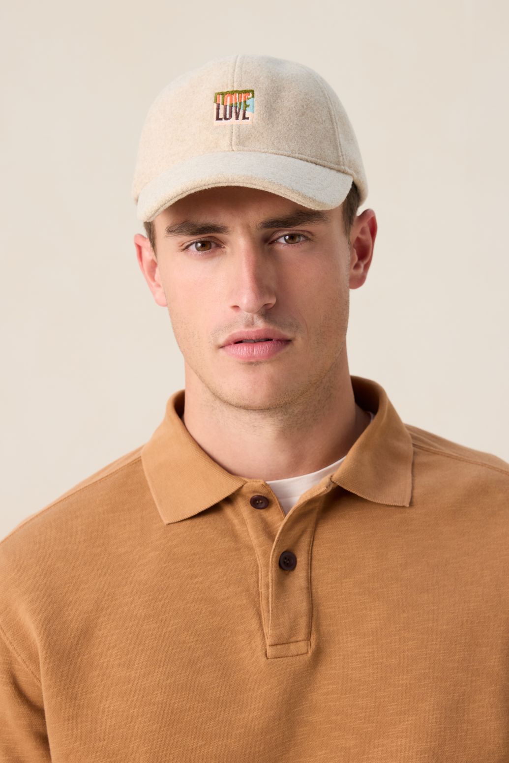 Wollkappe mit Artwork - beige