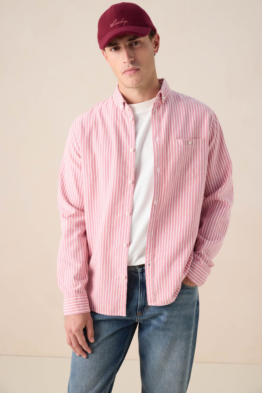 Gestreiftes Hemd - rosa