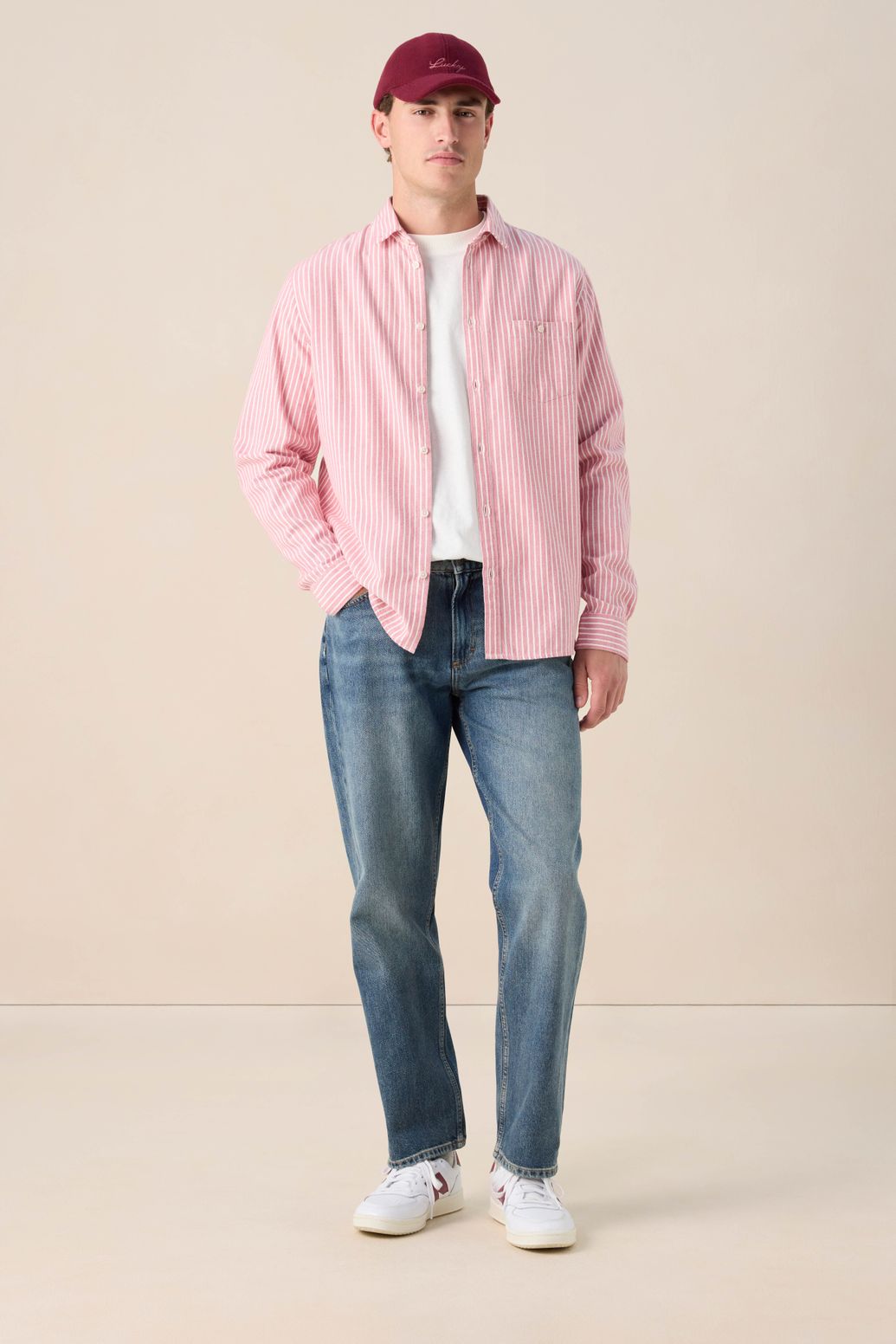 Chemise rayée - rose