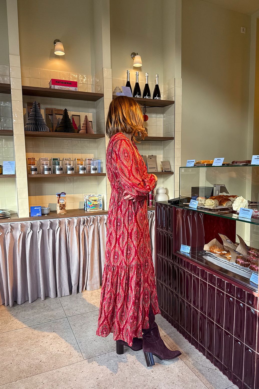 Maxi-Kleid mit Print - rot