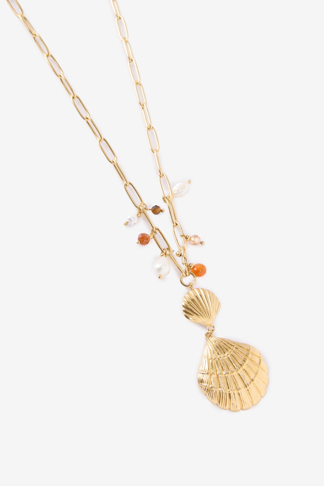 Gold plated schakelketting met schelpen