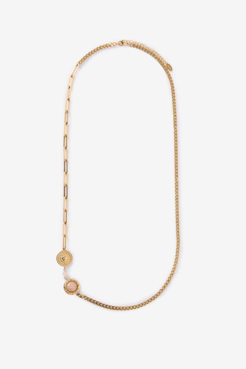 Collier à maillons plaqué or avec pierre