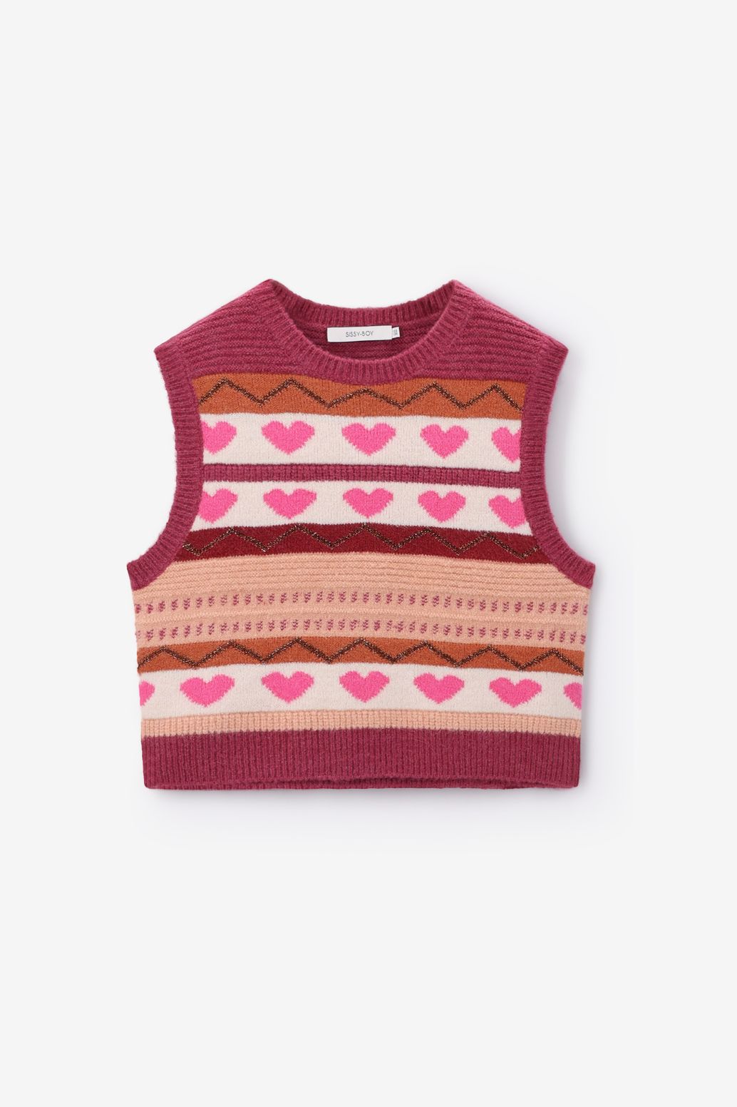 Roze jacquard spencer met hartjes