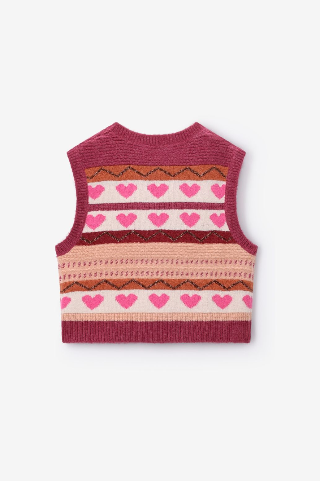 Roze jacquard spencer met hartjes