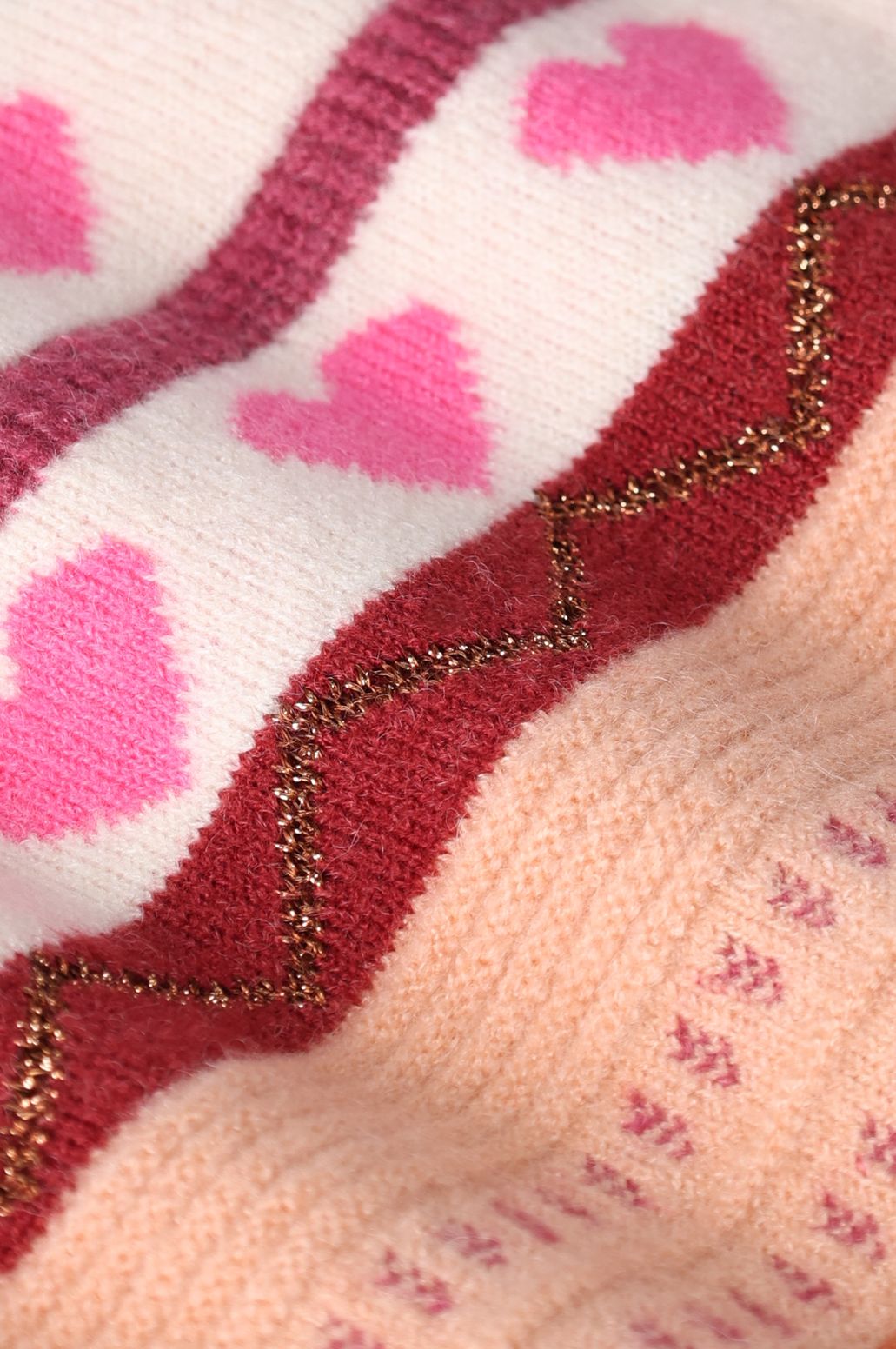 Roze jacquard spencer met hartjes