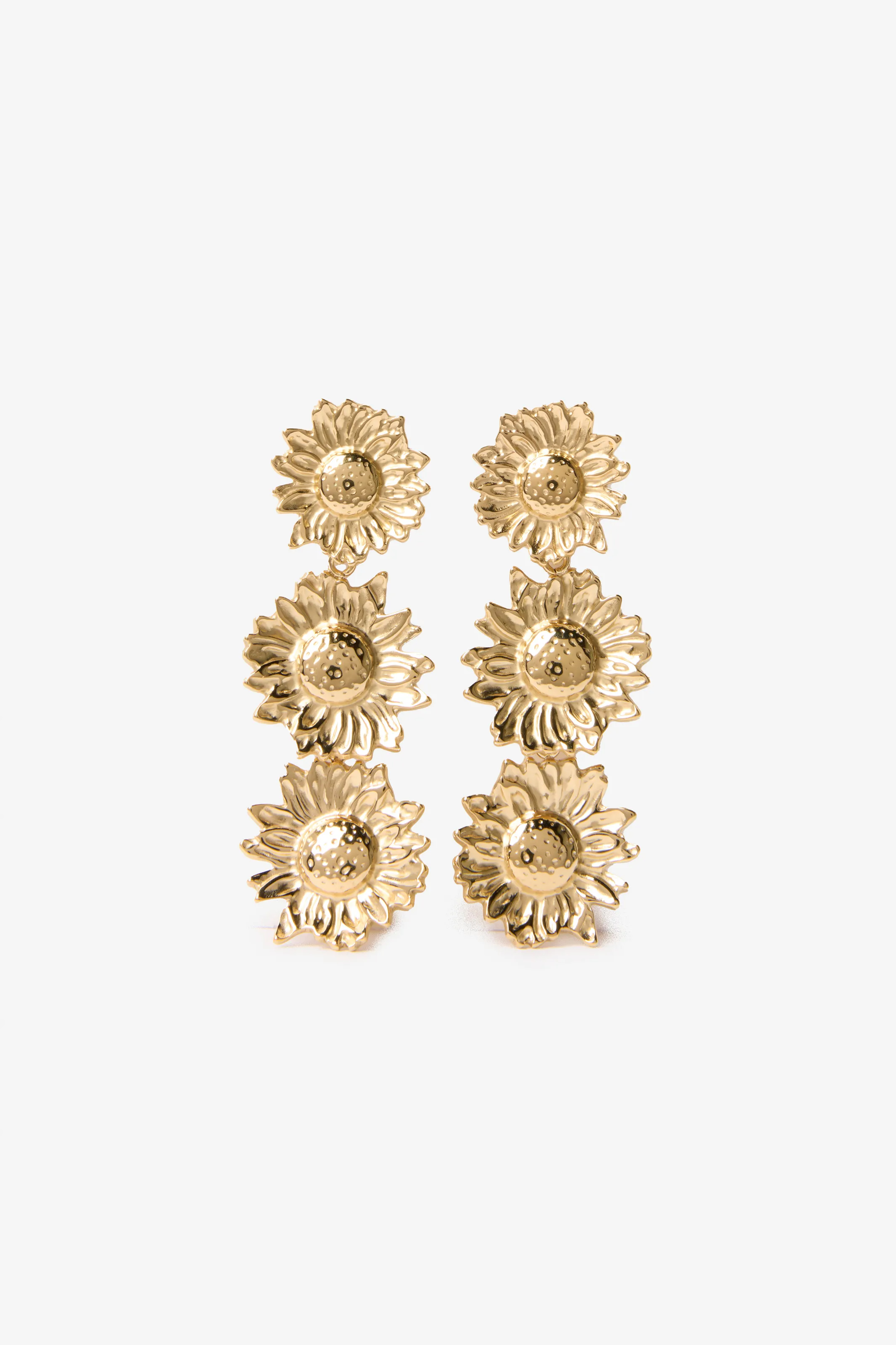 Gold plated oorbellen met bloemen