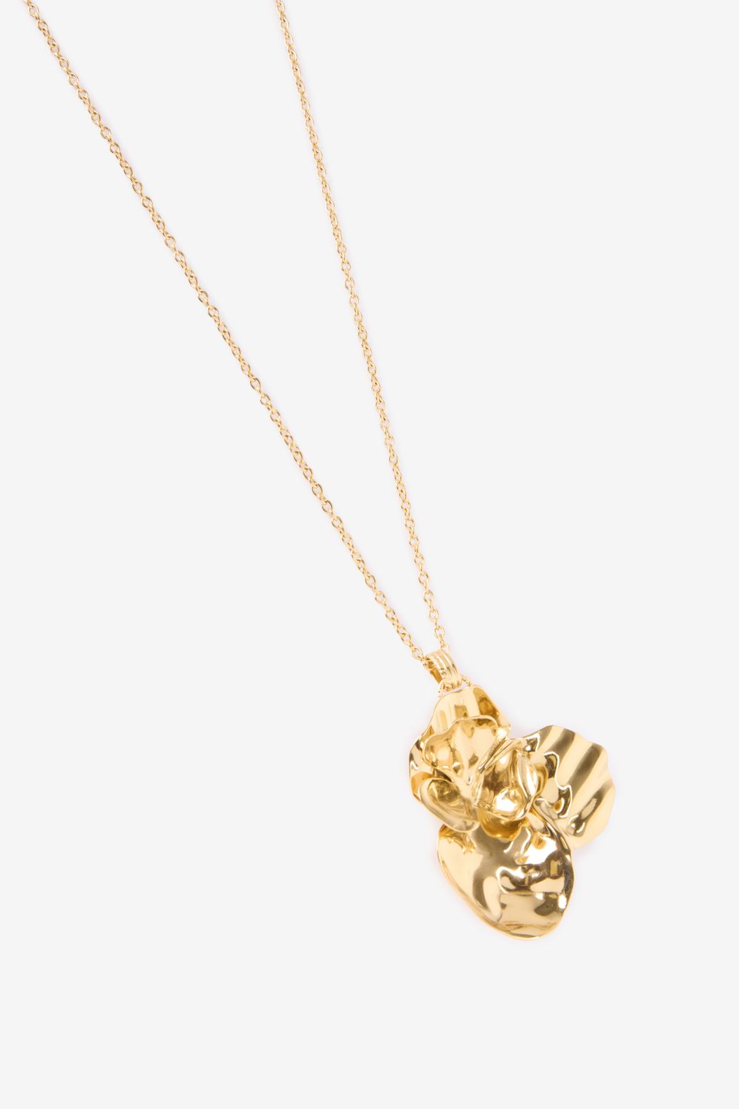 Gold plated lange ketting met bloem
