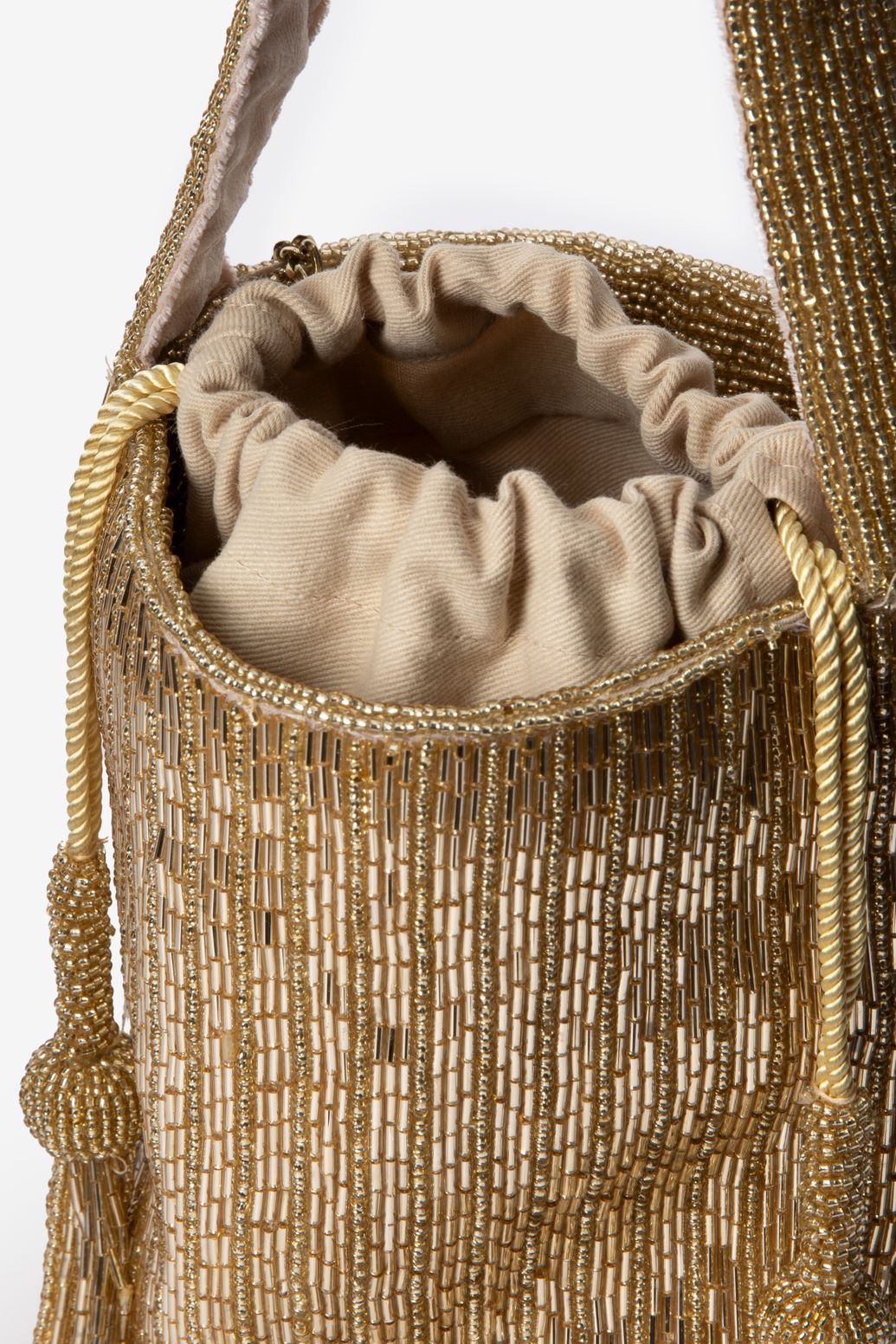 Sac porté épaule en perles - doré