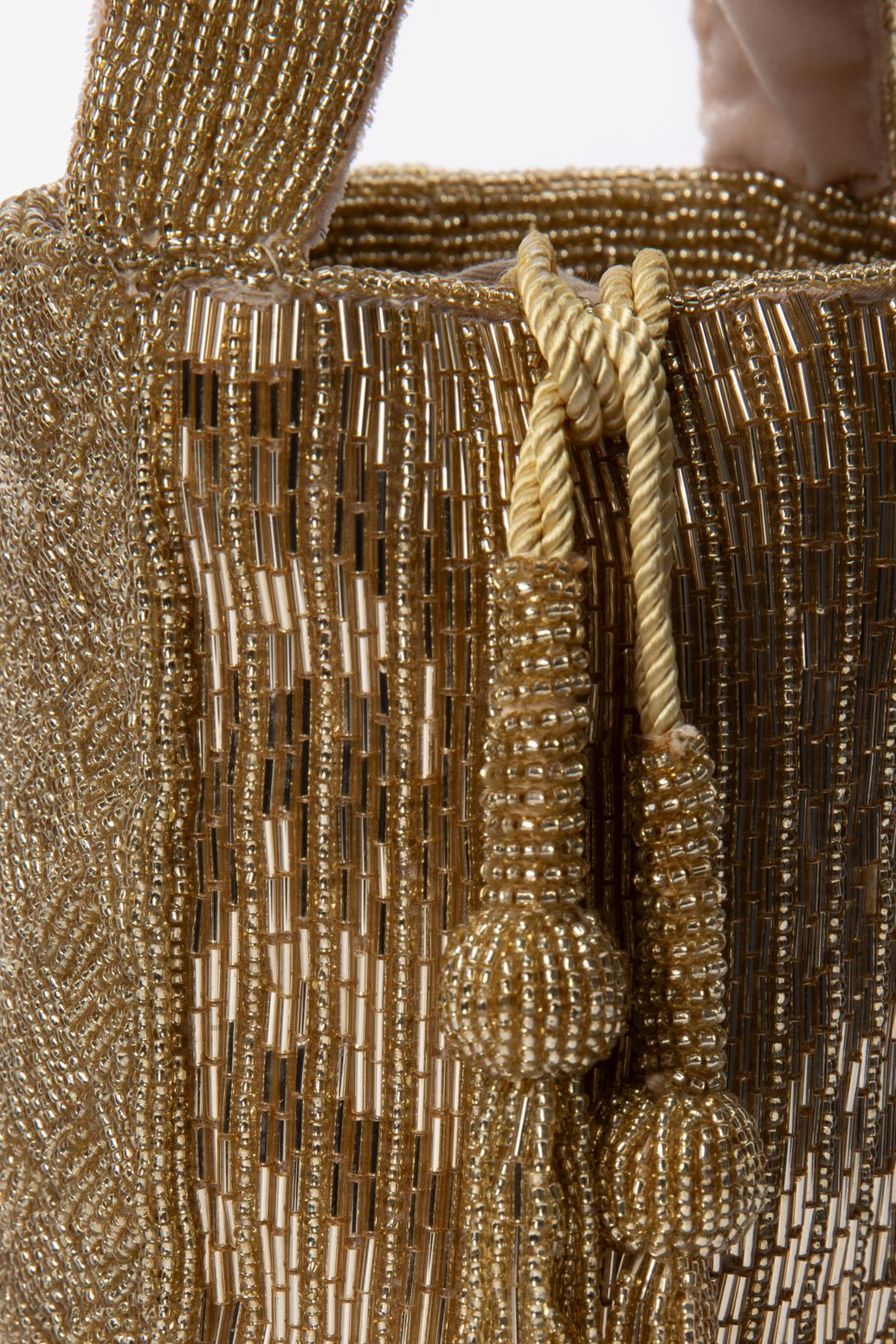 Sac porté épaule en perles - doré