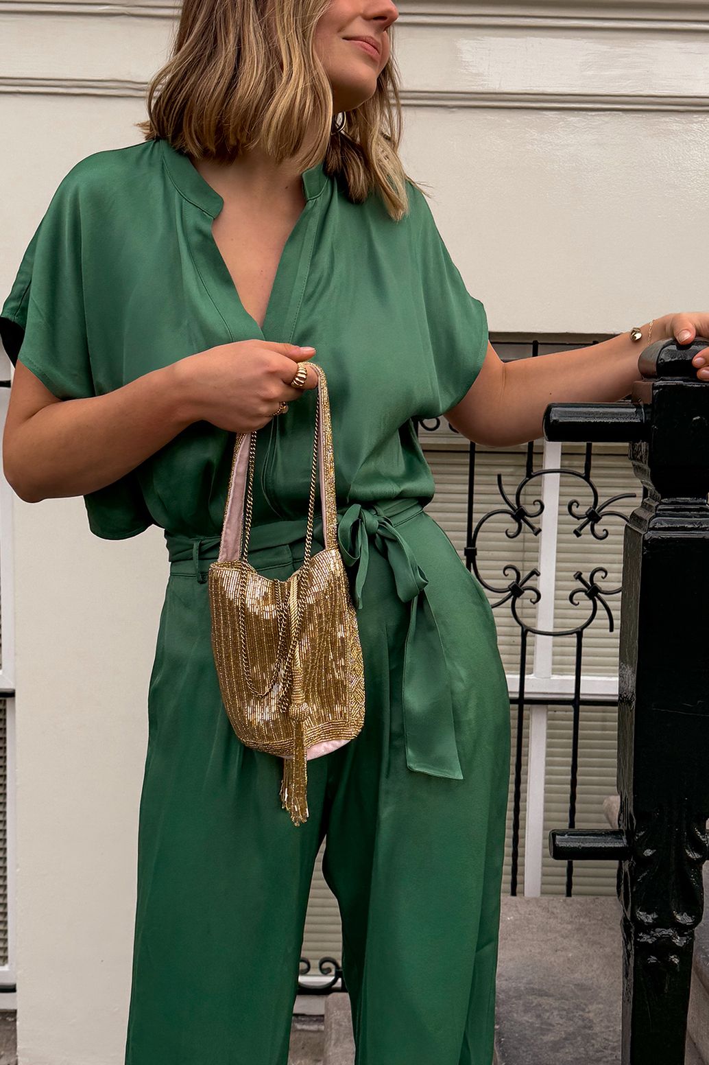 Gouden kralen schoudertas