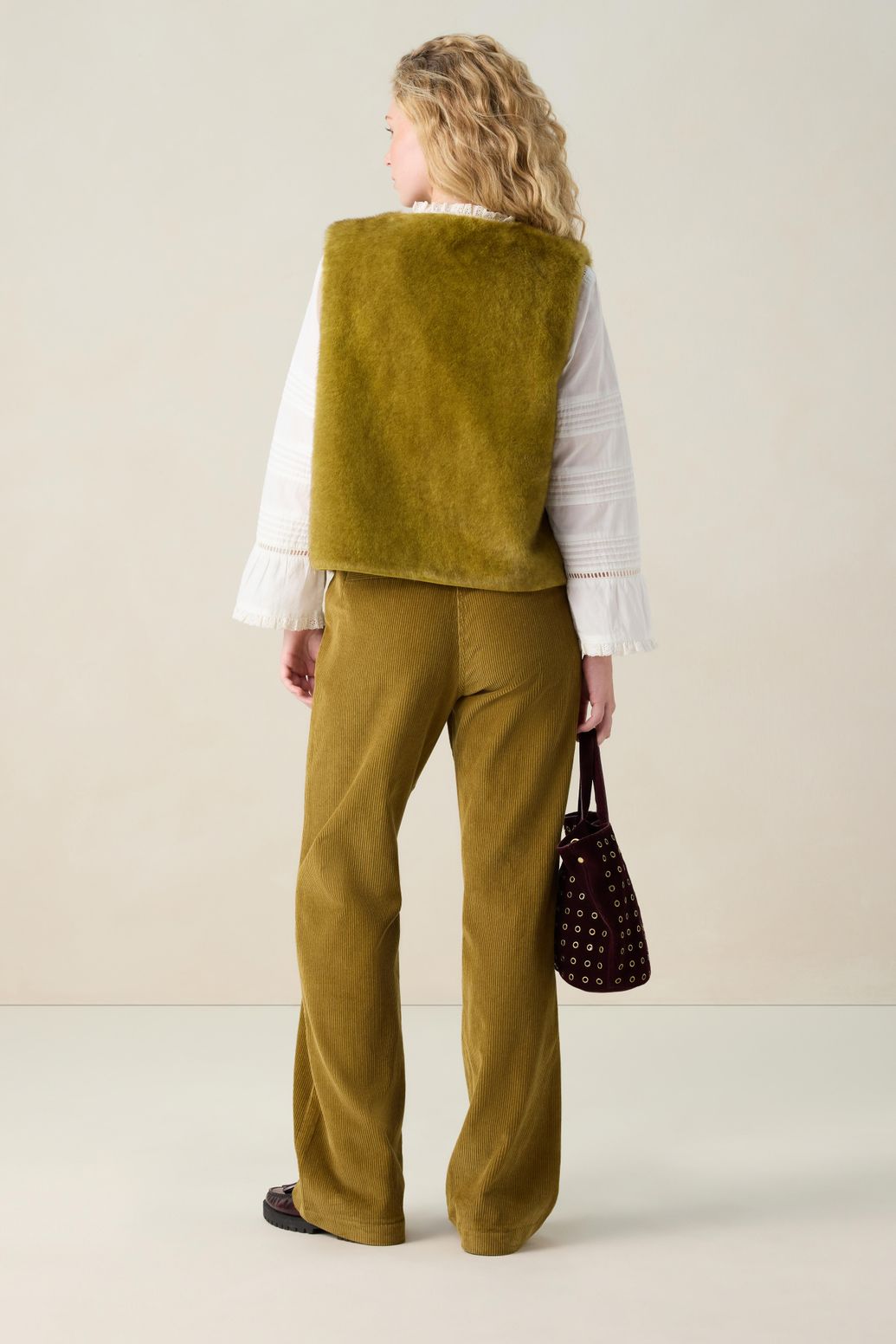 Kunstfell-Weste - dunkelgrün